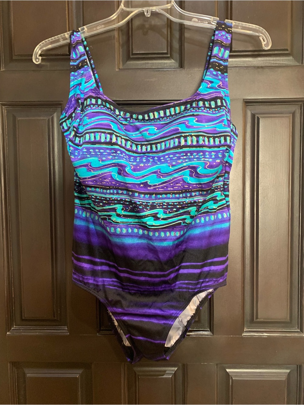 Longitude One-Piece Swimsuit in Purple and Teal - Classic Striped Print